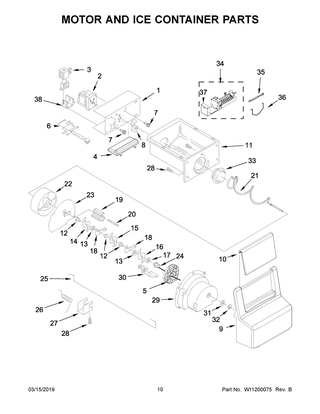 Motor And Ice Container Parts Diagram and Parts List for WRS311SDHB00  Whirlpool Refrigerator