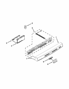 Control Panel And Latch Parts Diagram and Parts List for 66513033K114  Kenmore Dishwasher