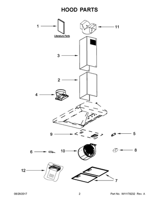 Hood Parts Diagram and Parts List for IH6302YS1  Whirlpool Range Hood
