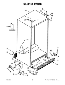 Cabinet Parts Diagram and Parts List for WRS325FNAB00  Whirlpool Refrigerator