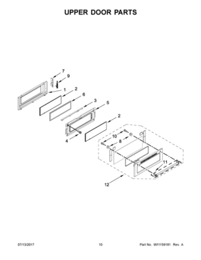 06 - UPPER DOOR PARTS Diagram and Parts List for KFGD500EBS00  Whirlpool Range