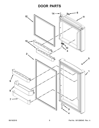 Door Parts Diagram and Parts List for WRT111SFDB04  Whirlpool Refrigerator