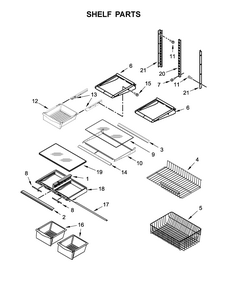 Shelf Parts Diagram and Parts List for IX3HHGXSS000  Whirlpool Refrigerator