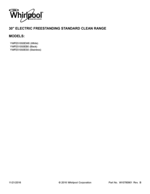 01 - COVER SHEET Diagram and Parts List for YWFE510S0ES0  Whirlpool Range
