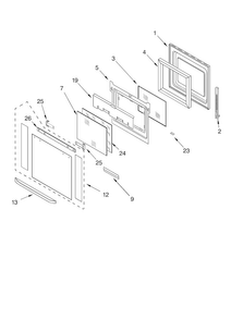 Oven Door Diagram and Parts List for KEBC208KSS00  KitchenAid Wall Oven