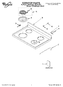 COOKTOP PARTS Diagram and Parts List for RF379LXKQ1  Whirlpool Range
