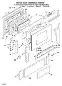 DOOR AND DRAWER Diagram and Parts List for GR556LRKT0  Whirlpool Range