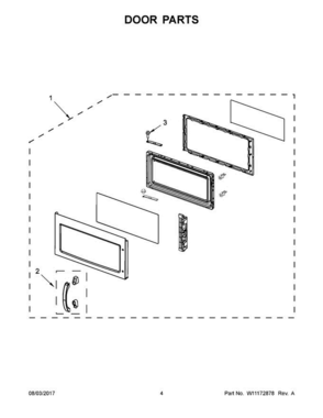 03 - Door Parts Diagram and Parts List for KHMS2040BW2  KitchenAid Microwave Oven Combo