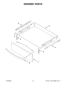Drawer Parts Diagram and Parts List for WFE975H0HV5  Whirlpool Range