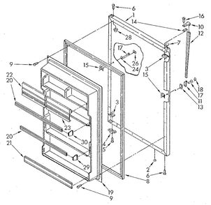 Refrigerator Door Diagram and Parts List for ET20GKXSG02  Whirlpool Refrigerator