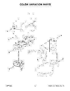 Color Variation Parts Diagram and Parts List for KSM70SNDXVB0  KitchenAid Mixer