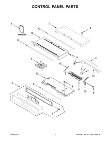 Control Panel Parts Diagram and Parts List for WOED7027PZ00  Whirlpool Wall Oven