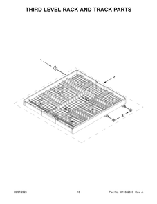 Third Level Rack And Track Parts Diagram and Parts List for KDTE204KBL2  KitchenAid Dishwasher