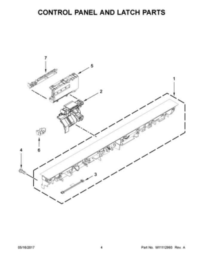 03 - Control Panel And Latch Parts Diagram and Parts List for KDTM404EBL3  KitchenAid Dishwasher