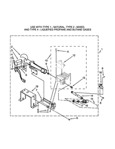 W10400668 Burner Assembly Parts Diagram and Parts List for CDG8990XW1  Whirlpool Dryer