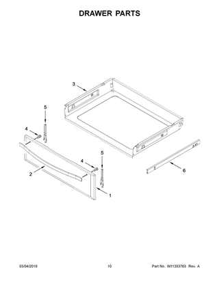 Drawer Parts Diagram and Parts List for YWFE745H0FS2  Whirlpool Range