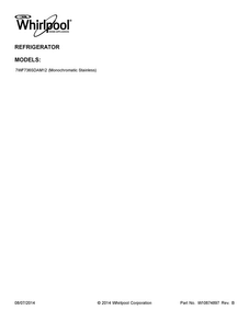 Cover Sheet Diagram and Parts List for 7WF736SDAM12  Whirlpool Refrigerator