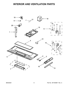 Interior And Ventilation Parts Diagram and Parts List for AMV2307PFB7  Whirlpool Microwave Oven Combo