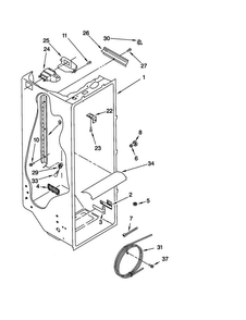 Refrigerator Liner Diagram and Parts List for ED25GWXFW00  Whirlpool Refrigerator