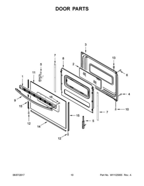 06 - Door Parts Diagram and Parts List for 4KWFC120MAW1  Whirlpool Range