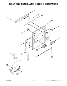 03 - Control Panel And Inner Door Parts Diagram and Parts List for MDPS6124RZ1  Whirlpool Dishwasher