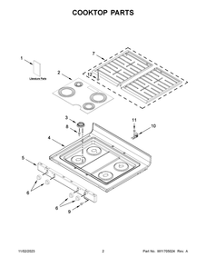 Cooktop Parts Diagram and Parts List for WFG515S0MB1  Whirlpool Range