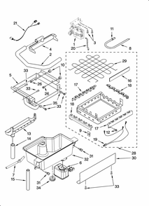Evaporator, Ice Cutter Grid And Water Parts Diagram and Parts List for 10689589700  Kenmore Ice Maker