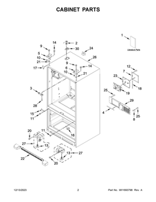 Cabinet Parts Diagram and Parts List for WRF555SDHV09  Whirlpool Refrigerator
