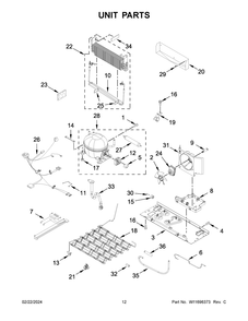 Unit Parts Diagram and Parts List for WRFF5333PZ01  Whirlpool Refrigerator