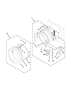 Door Parts Diagram and Parts List for 7MWGD95HEDU0  Whirlpool Dryer