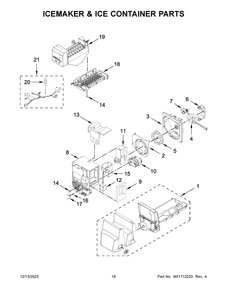 Icemaker And Ice Container Parts Diagram and Parts List for WRX735SDHV08  Whirlpool Refrigerator