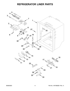 Refrigerator Liner Parts Diagram and Parts List for WRF540CWHV08  Whirlpool Refrigerator