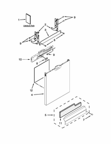 Door Panel Parts Diagram and Parts List for IUD7555DS0  Whirlpool Dishwasher