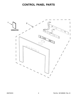 Control Panel Parts Diagram and Parts List for UMH50008HS0  Whirlpool Microwave
