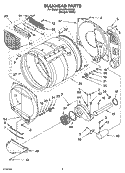BULKHEAD PARTS Diagram and Parts List for 3XLGR5437KQ3  Whirlpool Dryer