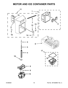 Motor And Ice Container Parts Diagram and Parts List for WRS973CIHV01  Whirlpool Refrigerator