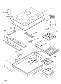 Cooktop Parts, Optional Parts Diagram and Parts List for 66544044302  Kenmore Cooktop