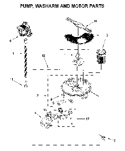 Pump, washarm and motor parts Diagram and Parts List for 66514502N020  Kenmore Dishwasher