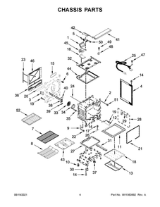 Chassis Parts Diagram and Parts List for WEG745H0LZ0  Whirlpool Range