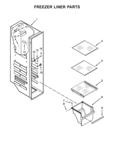 Freezer Liner Parts Diagram and Parts List for WRS571CIDM01  Whirlpool Refrigerator