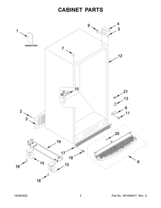 Cabinet Parts Diagram and Parts List for GARF30FDGB04  Whirlpool Refrigerator