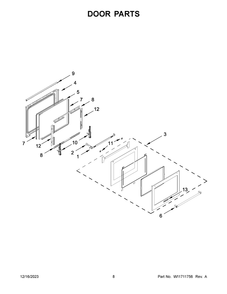 Door Parts Diagram and Parts List for KSGG700ESS7  KitchenAid Range