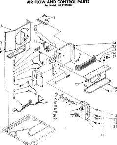 Air Flow And Control Parts Diagram and Parts List for 1068740880-AC  Kenmore Air Conditioner