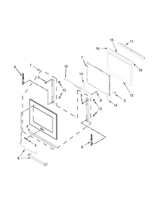 Oven Door Parts Diagram and Parts List for KEMS309BSP01  KitchenAid Microwave