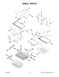 Shelf Parts Diagram and Parts List for MBF1958FEZ06  Whirlpool Refrigerator