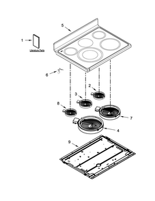 Cooktop Parts Diagram and Parts List for WGE755C0BH02  Whirlpool Range