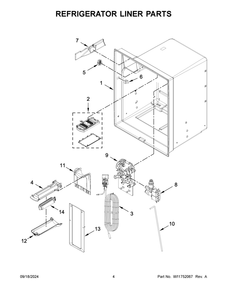 03 - Refrigerator Liner Parts Diagram and Parts List for WRMF3636RW00  Whirlpool Refrigerator
