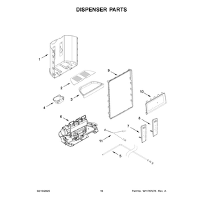 Dispenser Parts Diagram and Parts List for KRSF536RPS00  KitchenAid Refrigerator