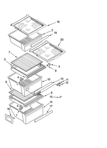 Refrigerator Shelf Parts Diagram and Parts List for ED5LVAXVQ01  Whirlpool Refrigerator