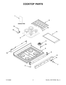 02 - Cooktop Parts Diagram and Parts List for KFGG500EBS9  Whirlpool Range